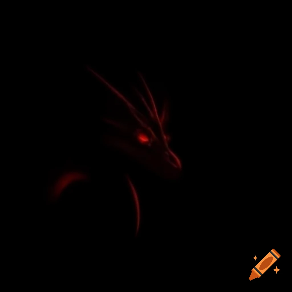 Black and red dragon against a night sky background