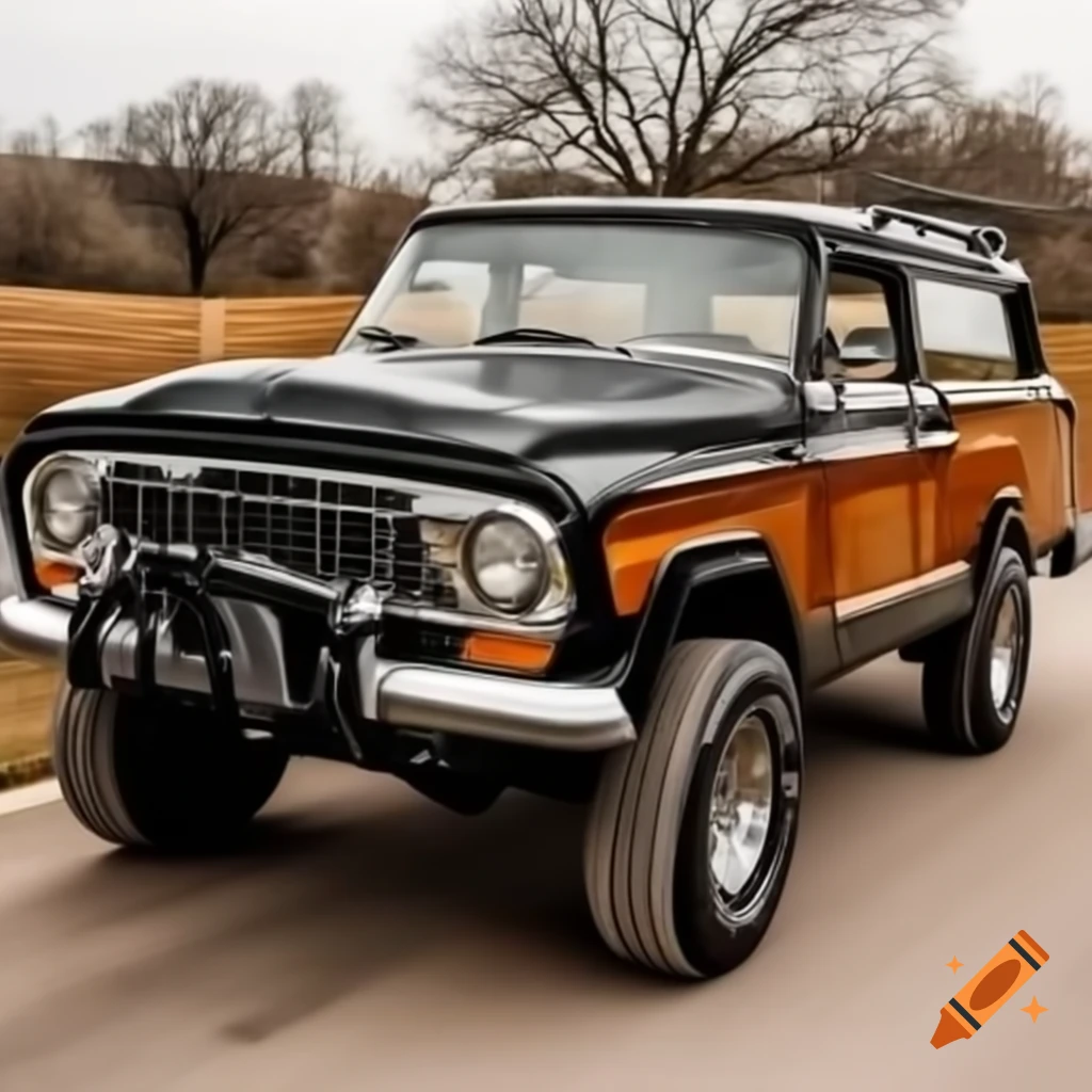 Classic Jeep Wagoneer station wagon with wood trim