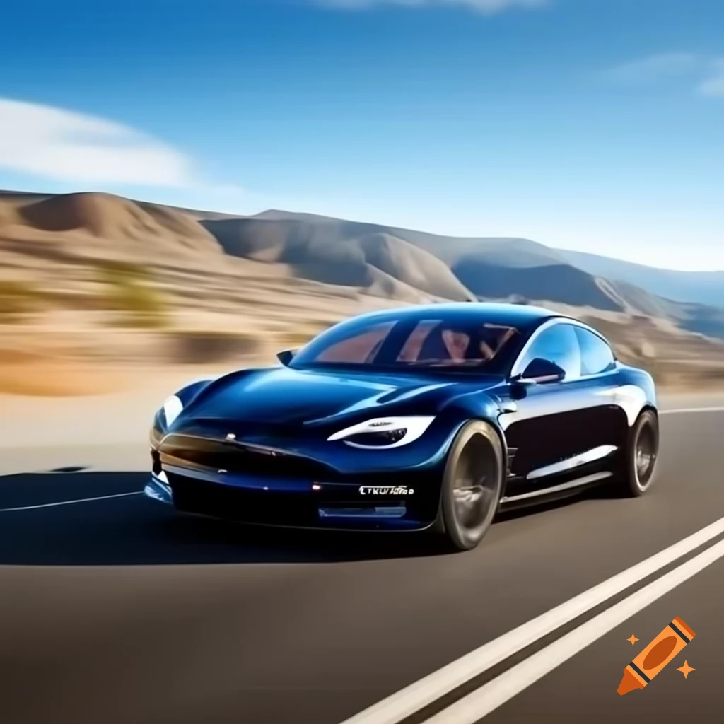 Sleek modern car speeding along winding mountain road