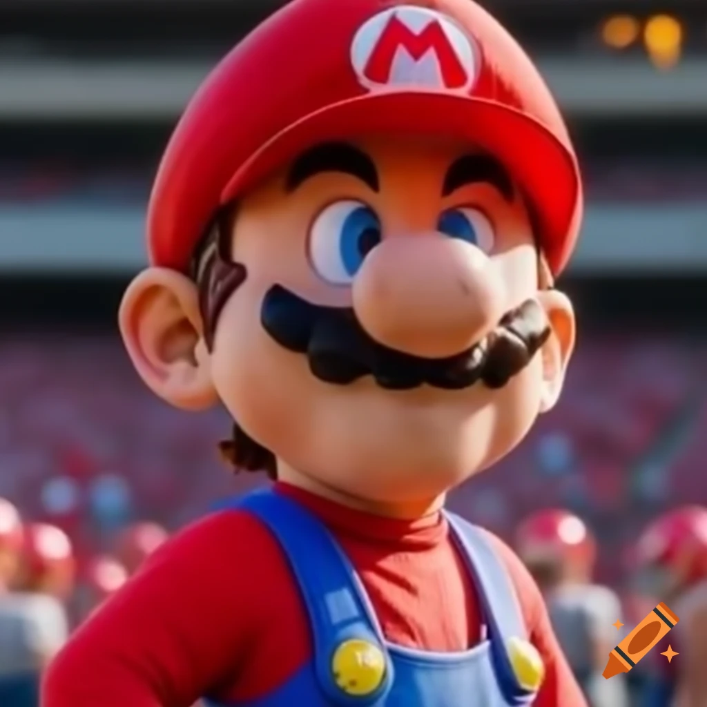 Super Mario depicted as an American football player