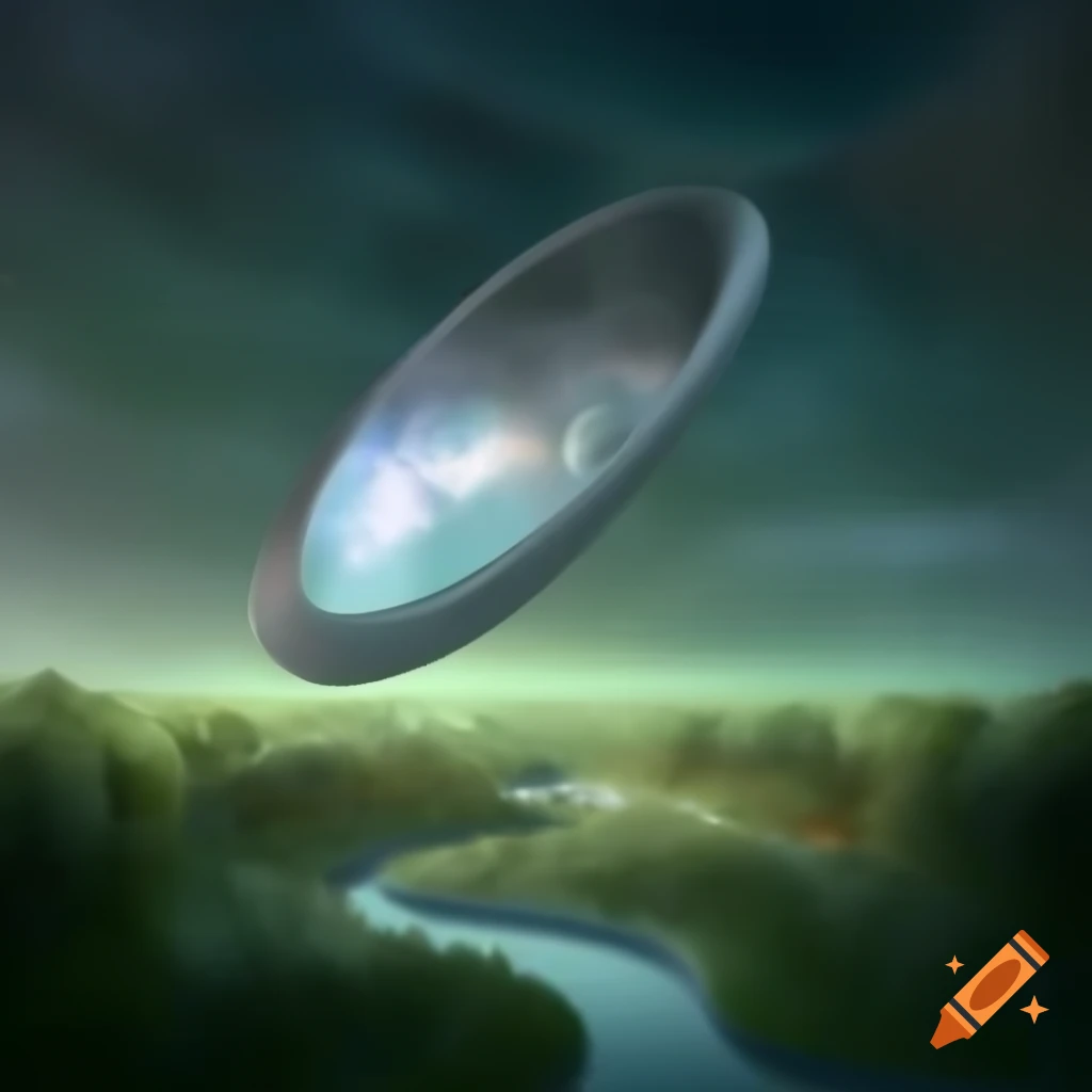 Surreal 3d Seven sided Shape With Curves In Pale Green And Orange