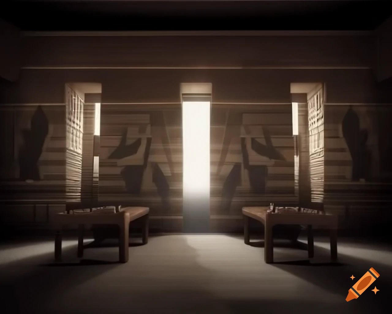 Ominous stone chambers of a Pharaoh with dark symmetry and four windows