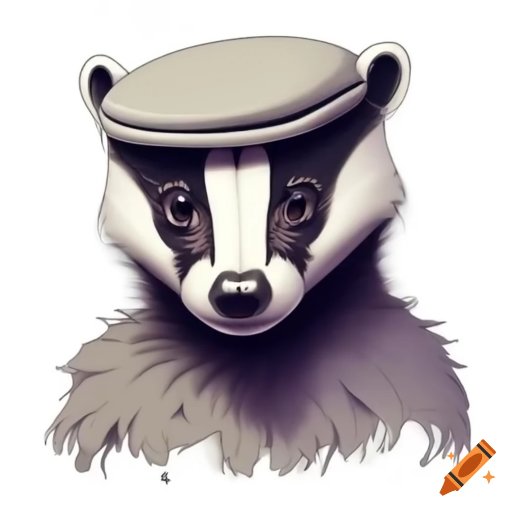 Pop art badger with flat cap looking grouchy