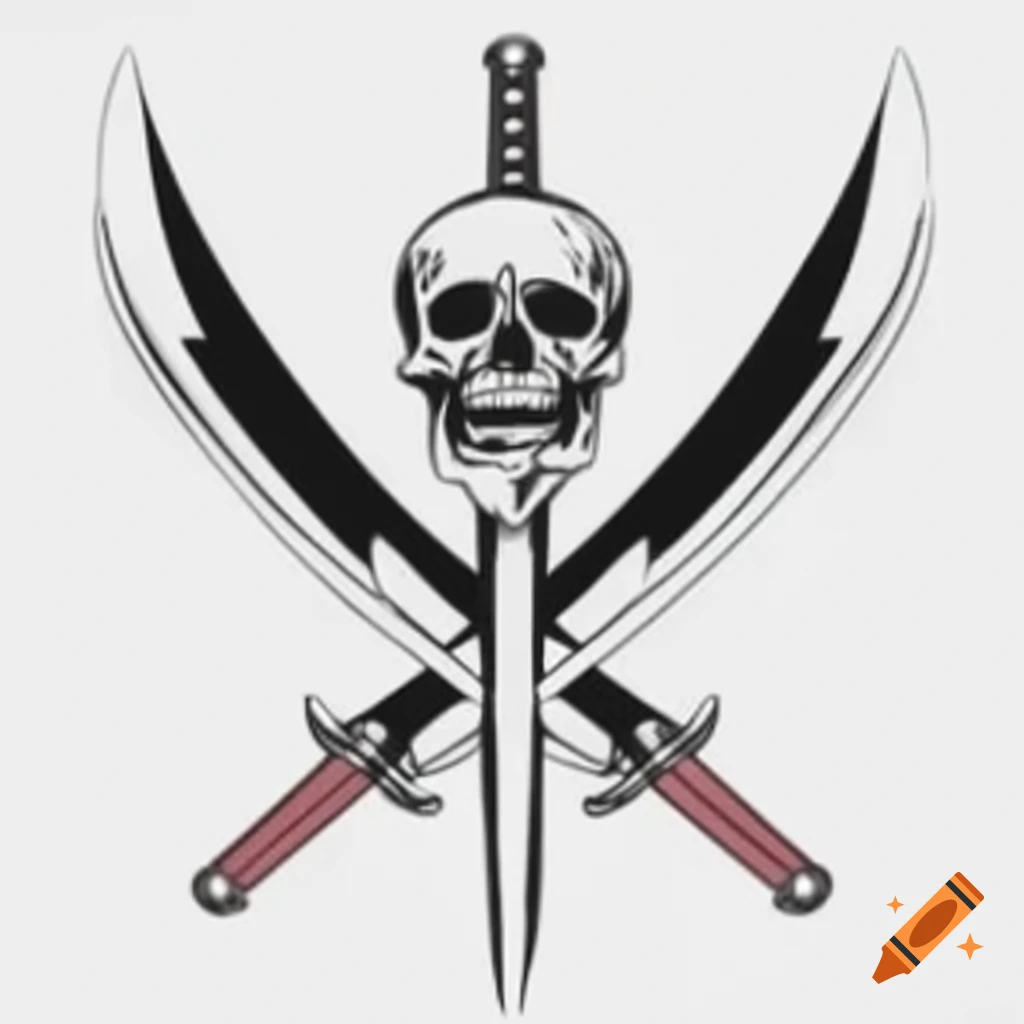 Logo featuring two swords crossed behind a skull