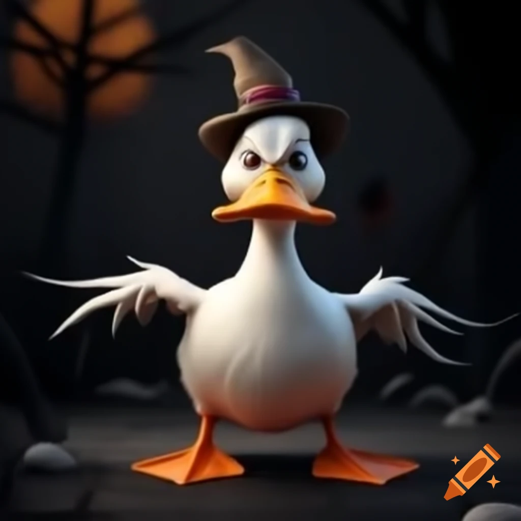 Angry duck dressed for Halloween