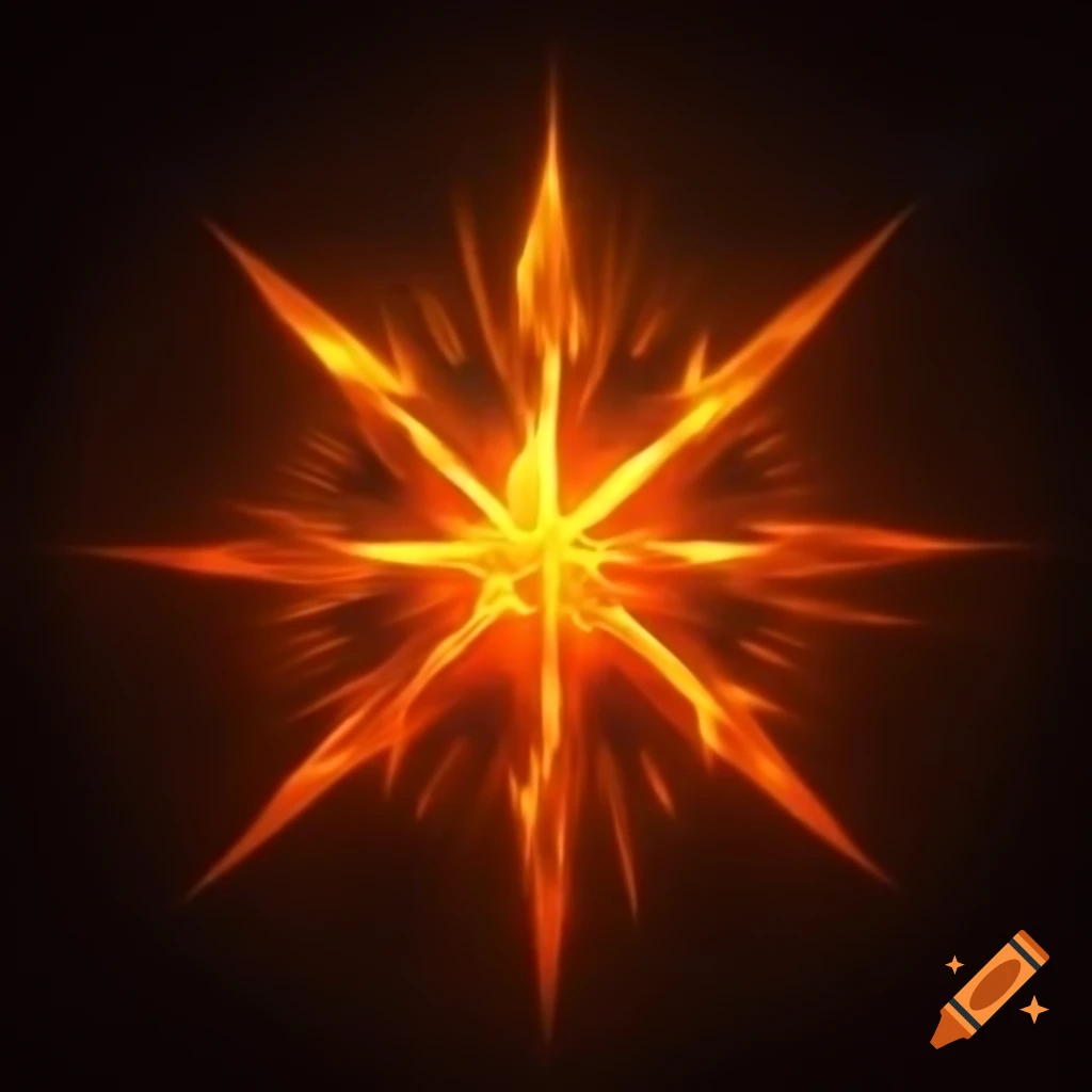 Glowing starburst orange rune design