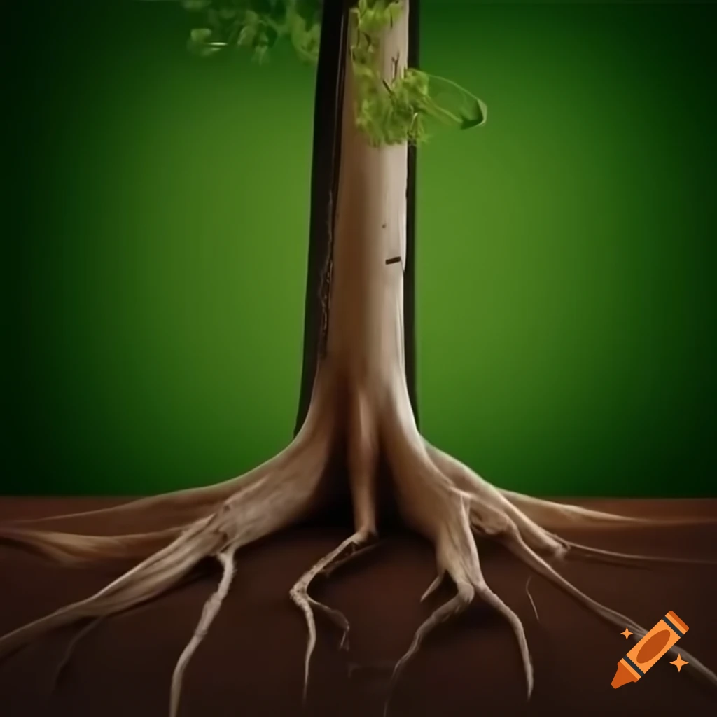 Beech tree trunk with green background