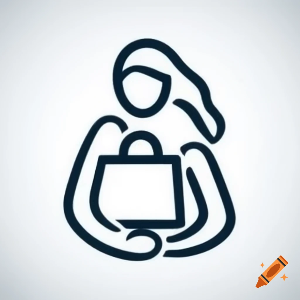 Logo featuring woman holding a tote bag