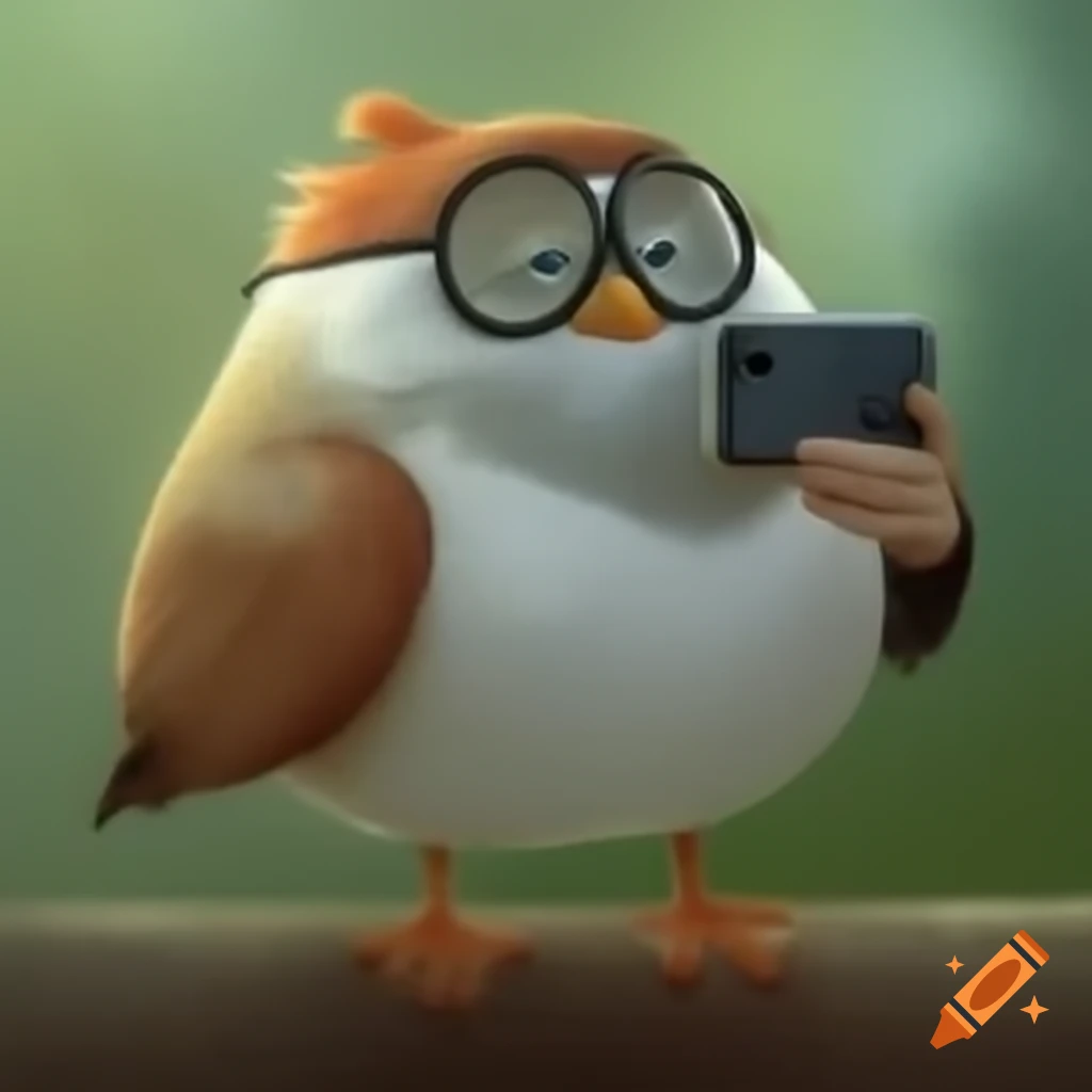 Bird taking a selfie, capturing a whimsical moment