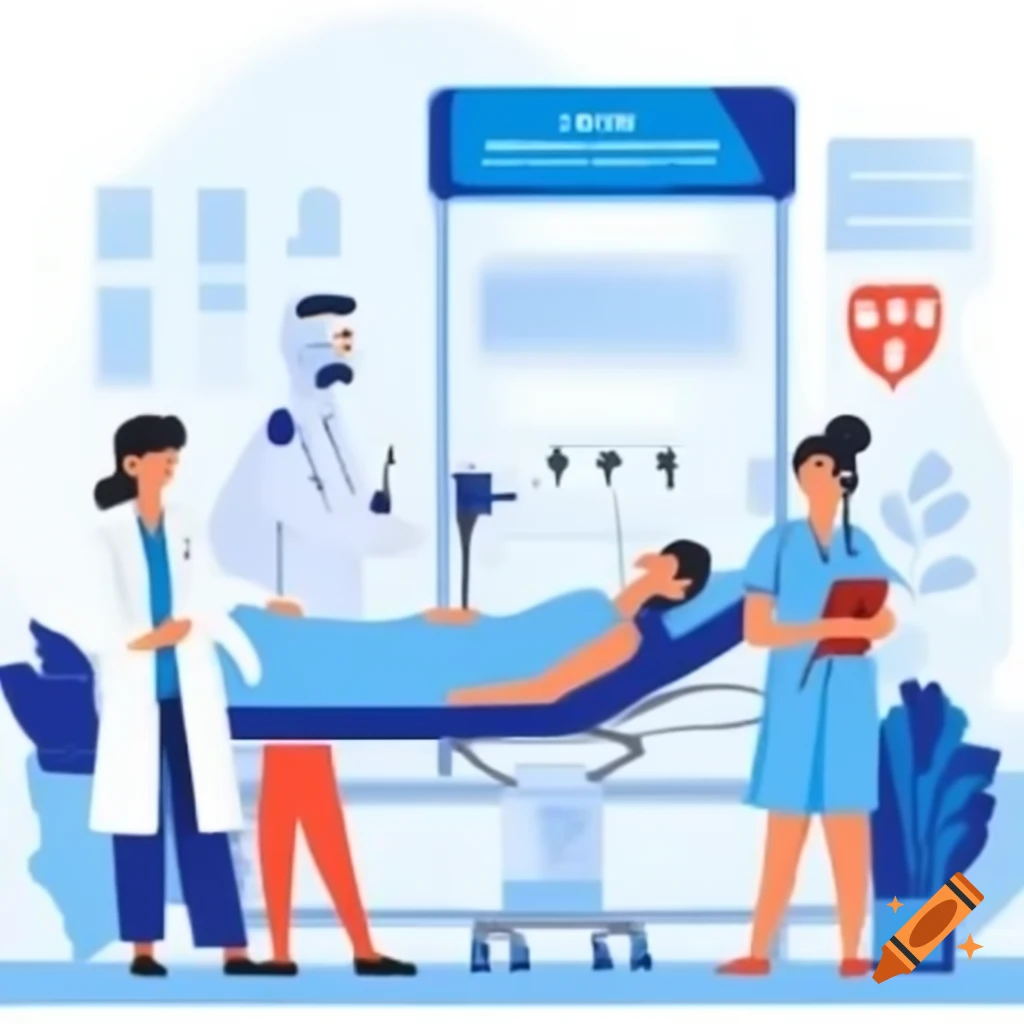 Patients receiving new drug in clinical setting with doctors monitoring vital signs