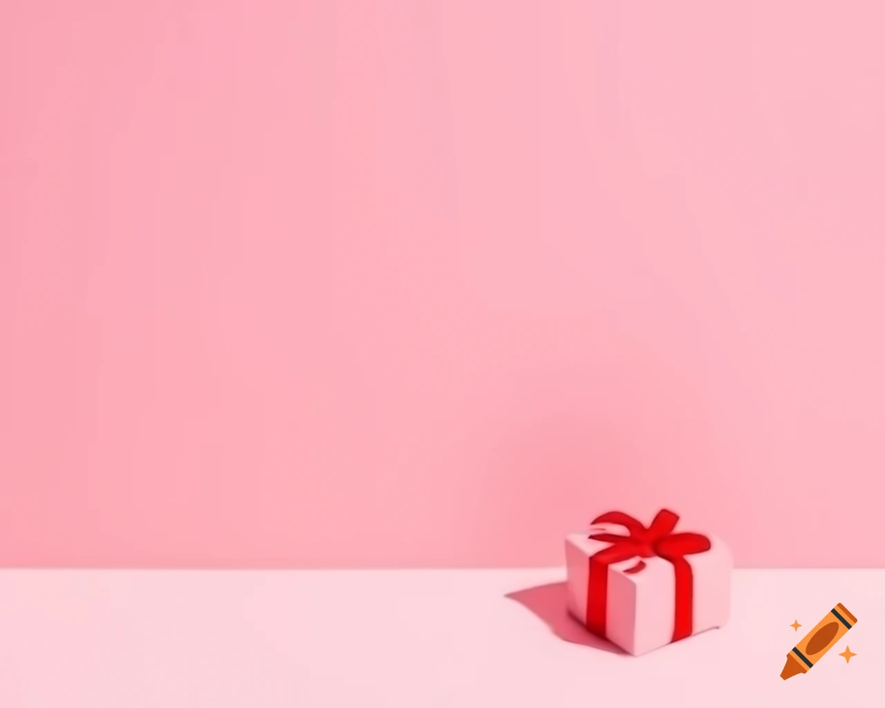 Light pink background featuring a small gift on the right
