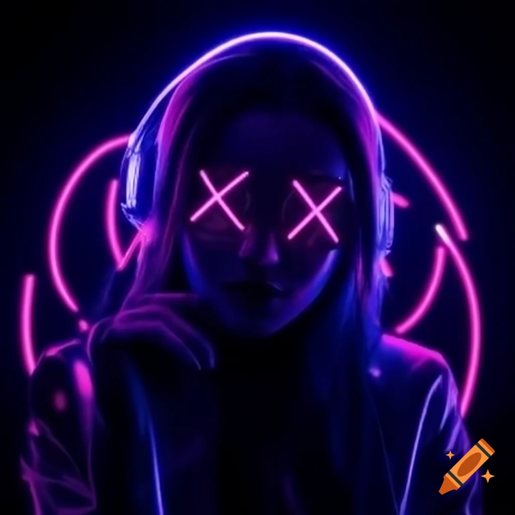 Neon glowing radioactive female figure