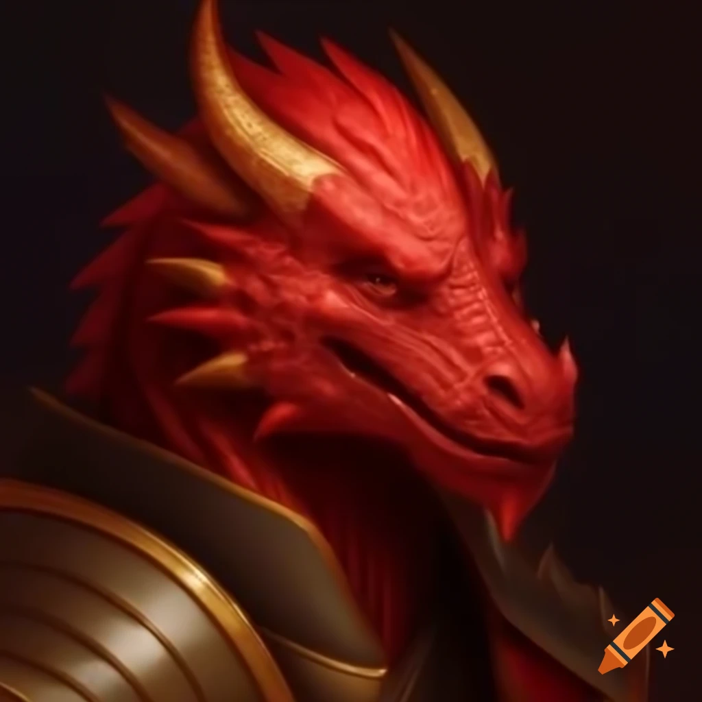 8-bit art portrait of a red dragon humanoid warrior