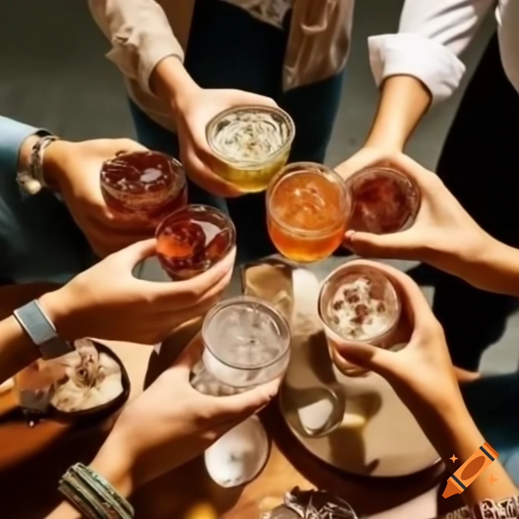 Diverse group of people clinking glasses in celebration