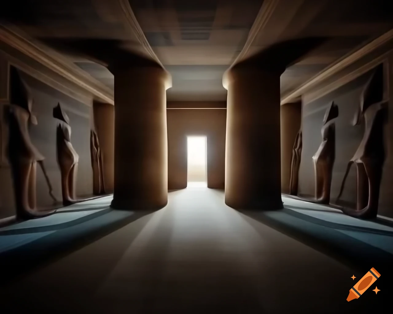 Ominous stone chambers of a Pharaoh with dark symmetry and four windows