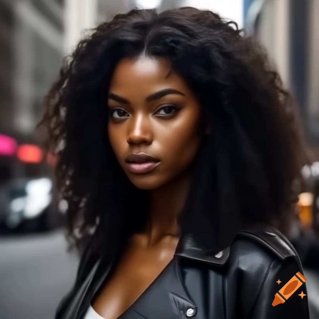Beautiful woman with curly hair walking in new york city on craiyon