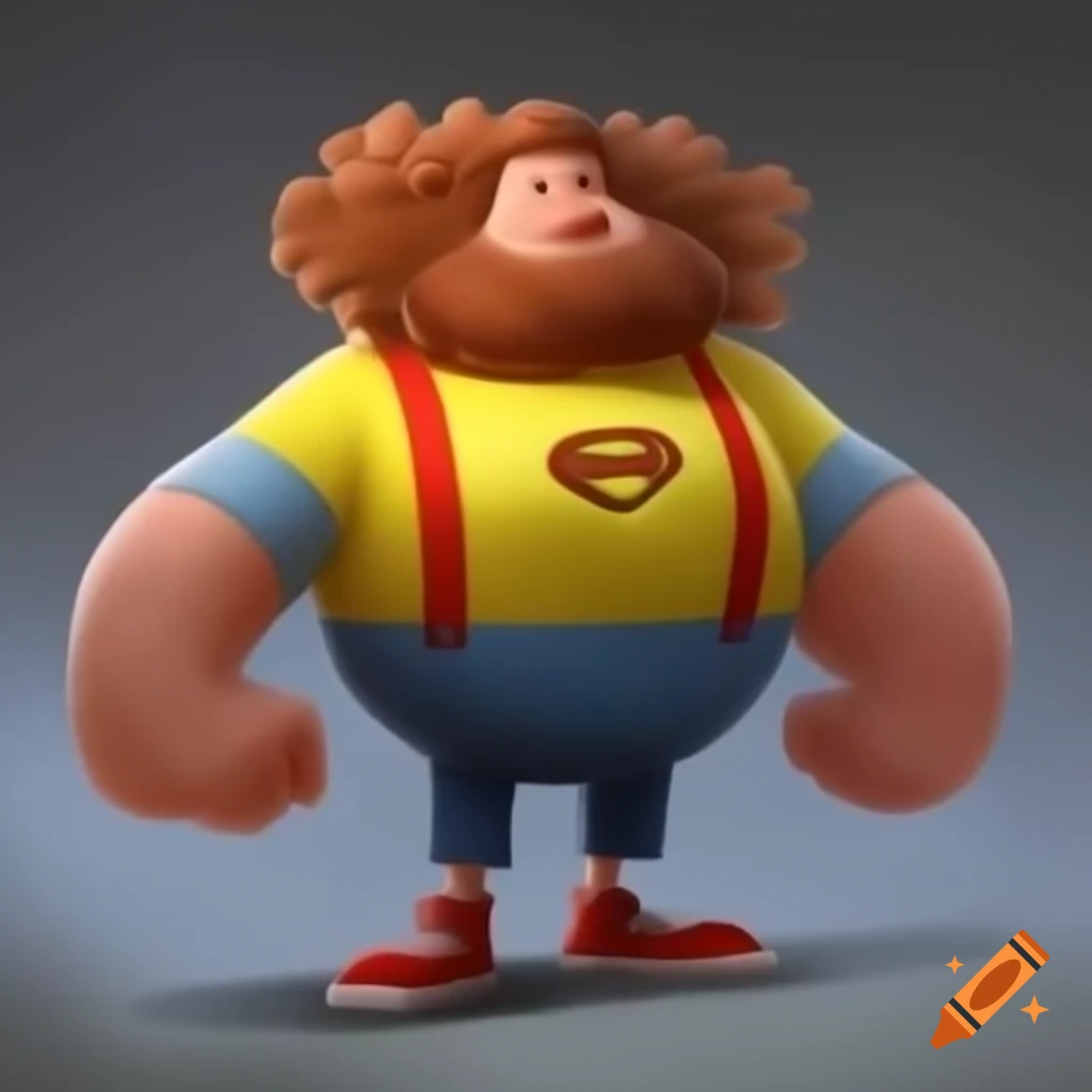 Cartoon dad superhero in everyday clothes with SuperPaPower shirt and strong muscles
