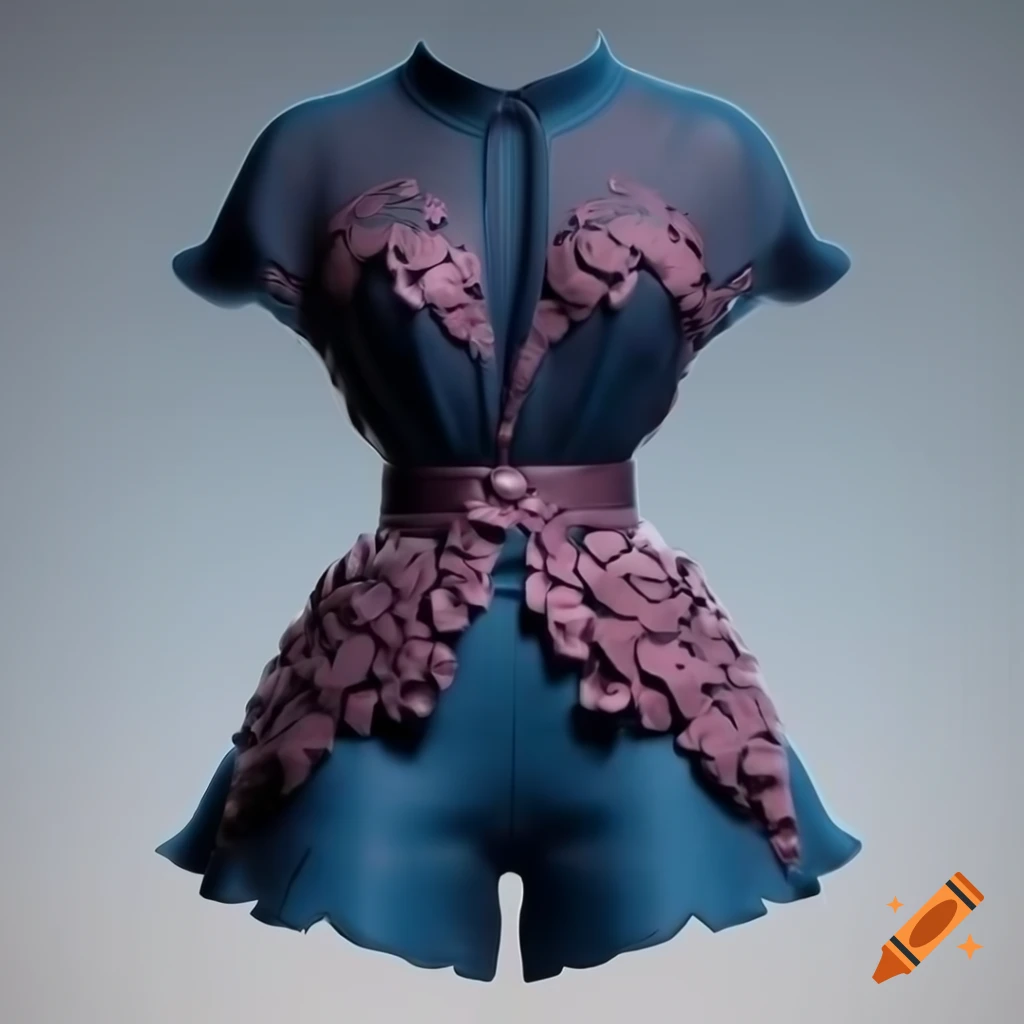 High-resolution 3D render of bestselling garment with fit-and-flare hem and plunge neck