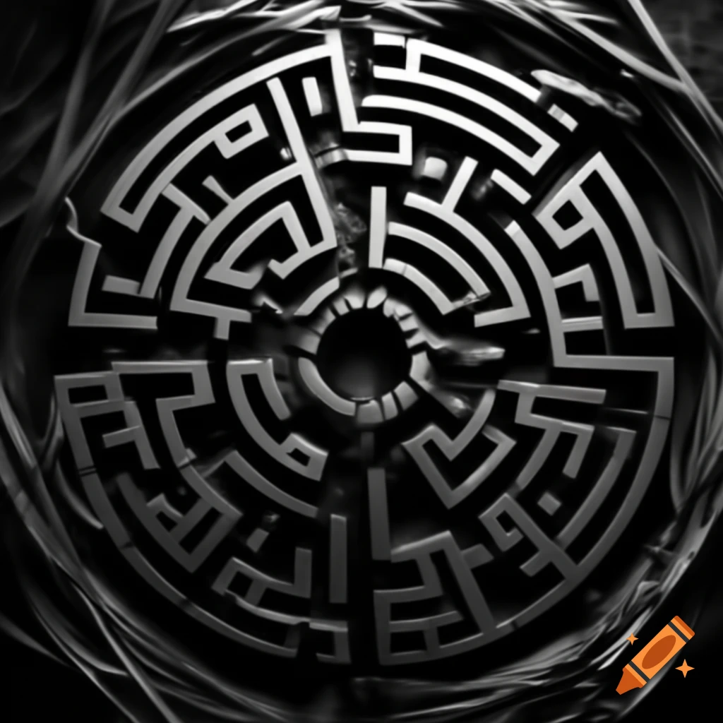Intricate maze of sharp thorns in monochrome