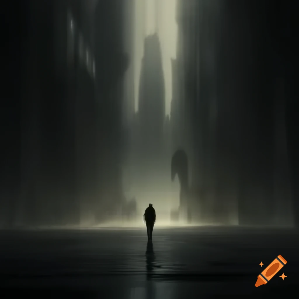 Minimalist movie poster featuring solitary figure in dystopian city