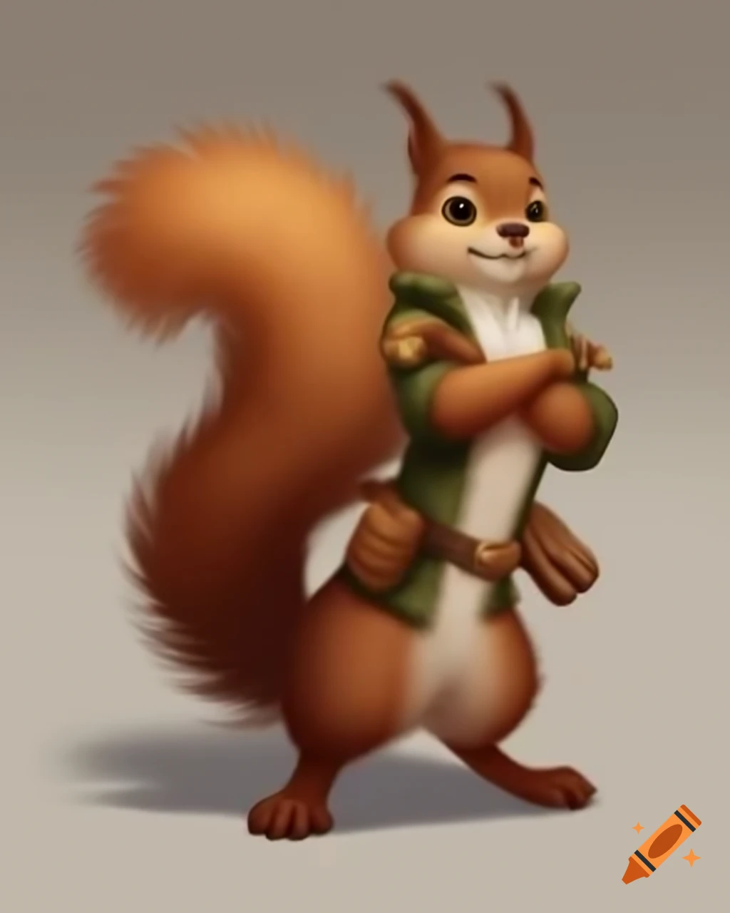 Anthro fursuit character of a brown squirrel with unique features