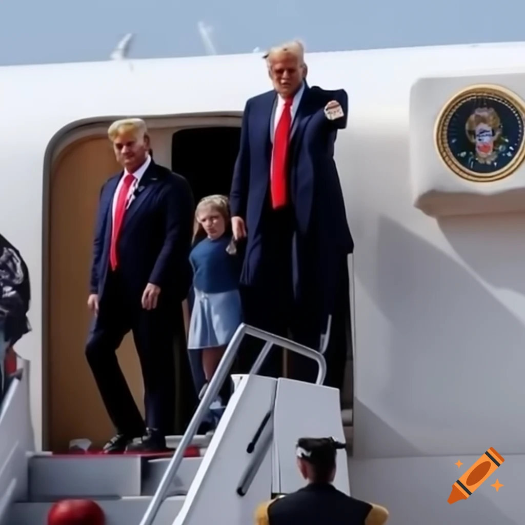 Former president Trump jumping from airplane to protect a child