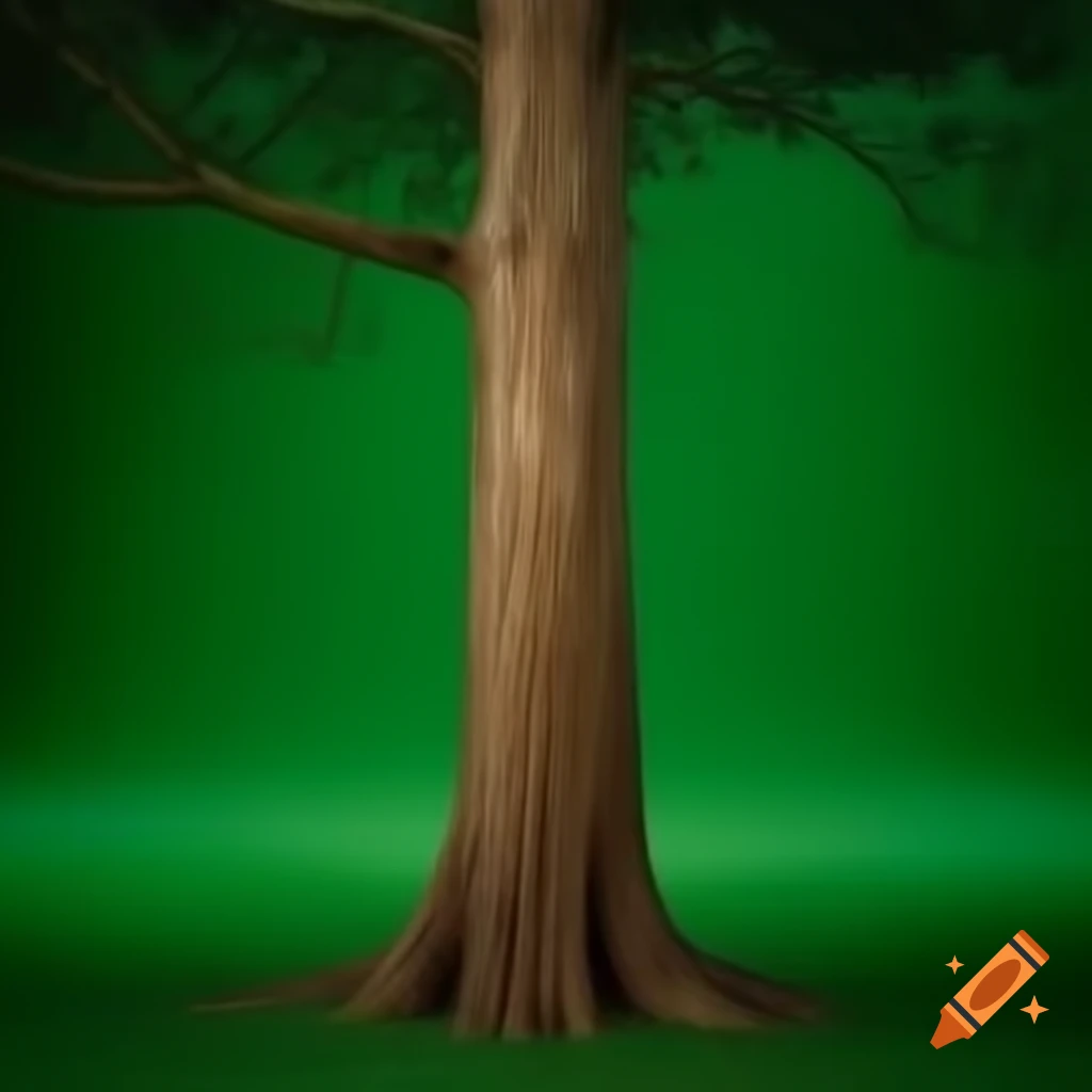Beech trunk standing against a lush green background