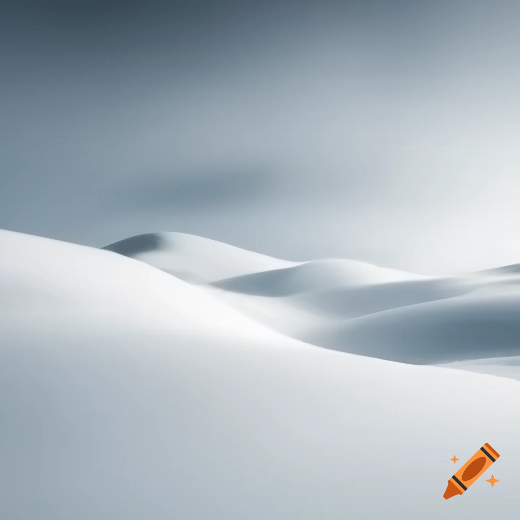 Snowy hills under gray sky during blizzard conditions