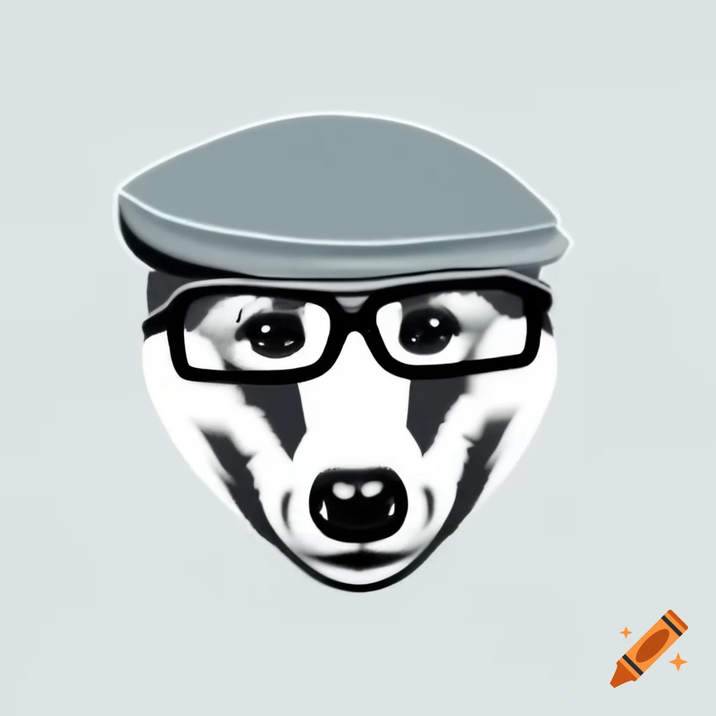 Stylized badger with flat cap and glasses in Banksy-inspired art