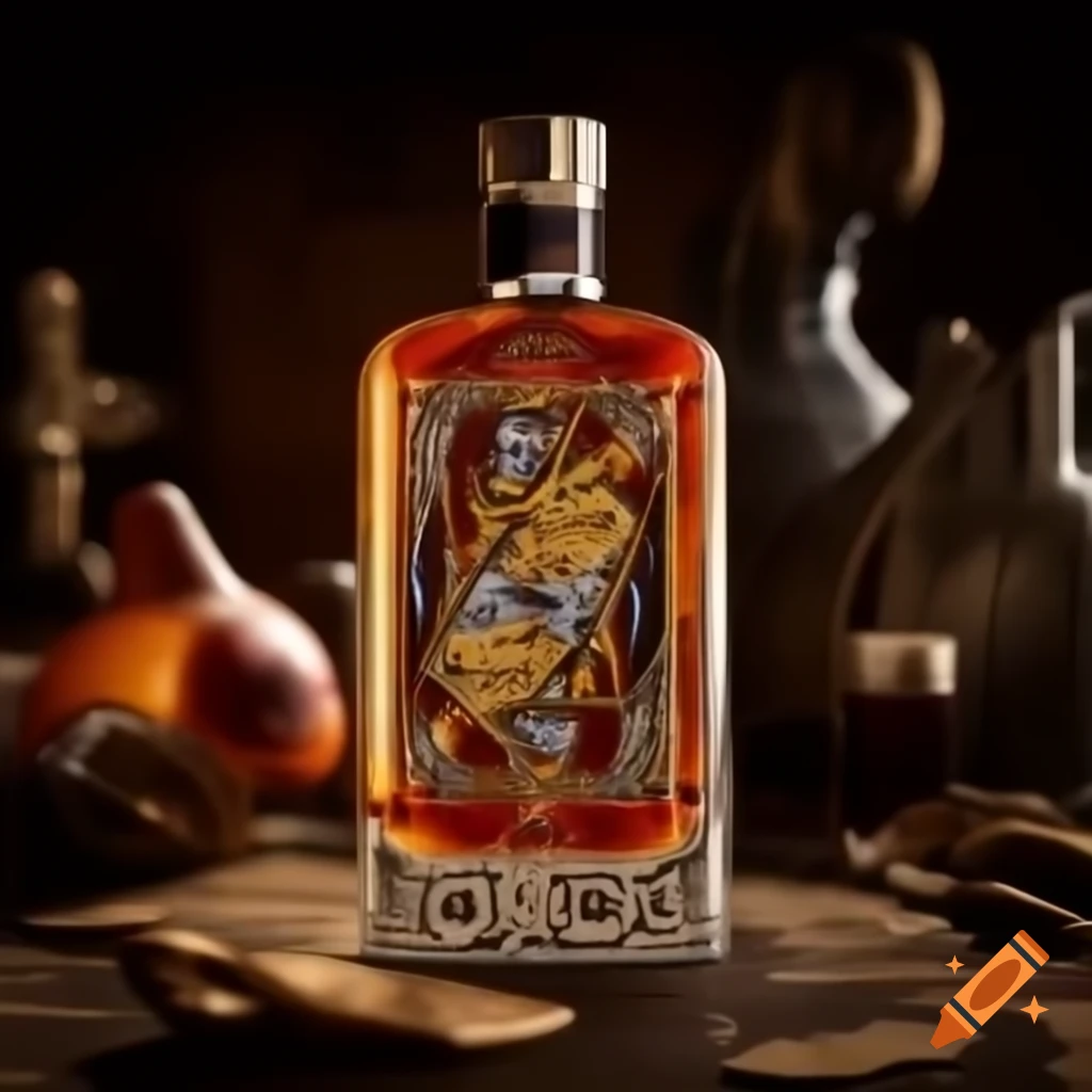 Heroic fantasy tarot card with king holding cigar and whisky