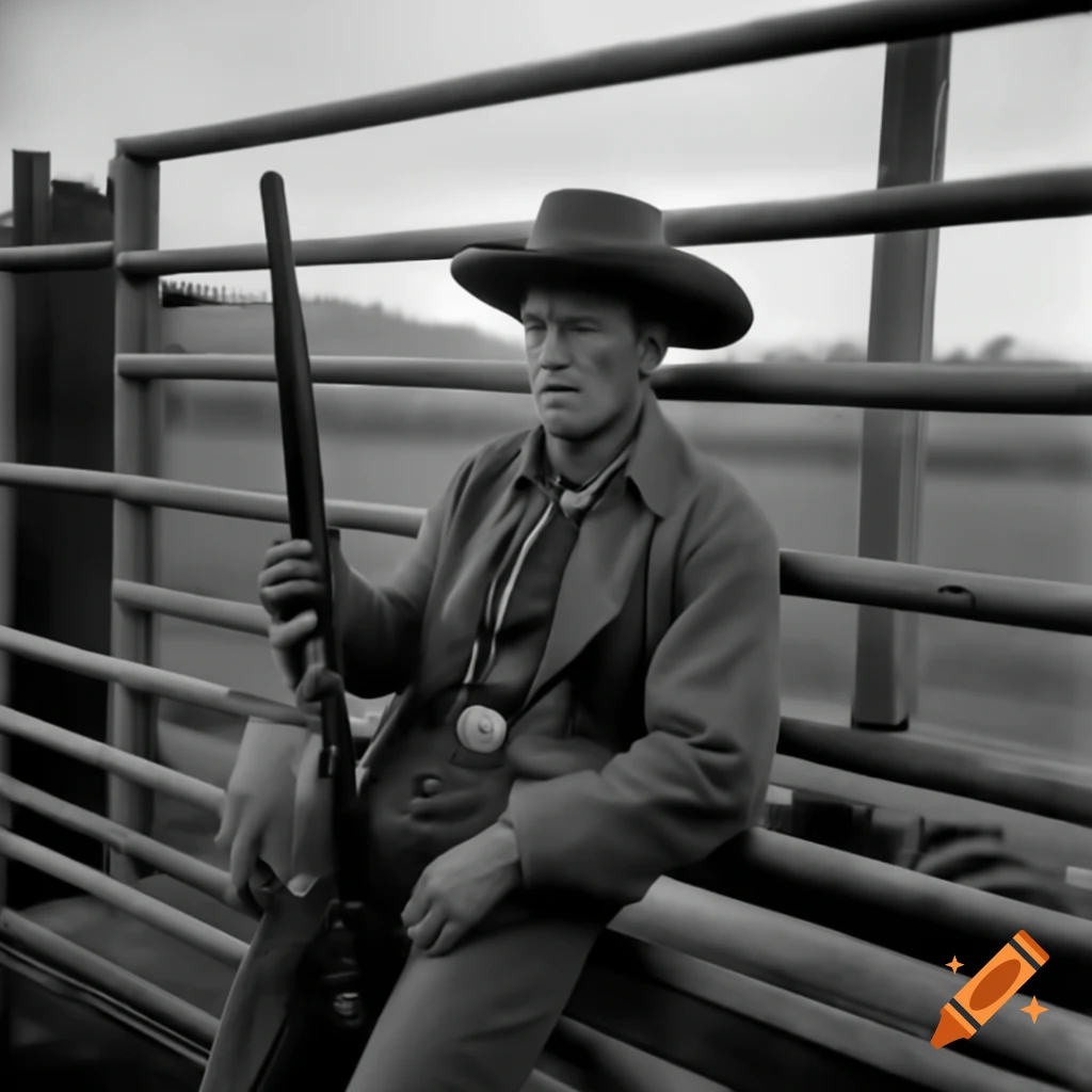 Rural Texan man in 60s on farm holding pump shotgun