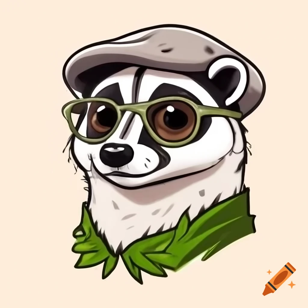 Pop art badger wearing cap and glasses