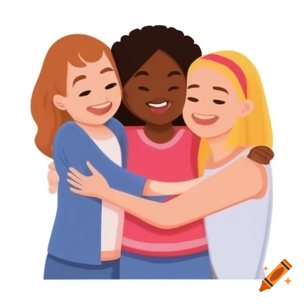Black girl laughing while hugging friends
