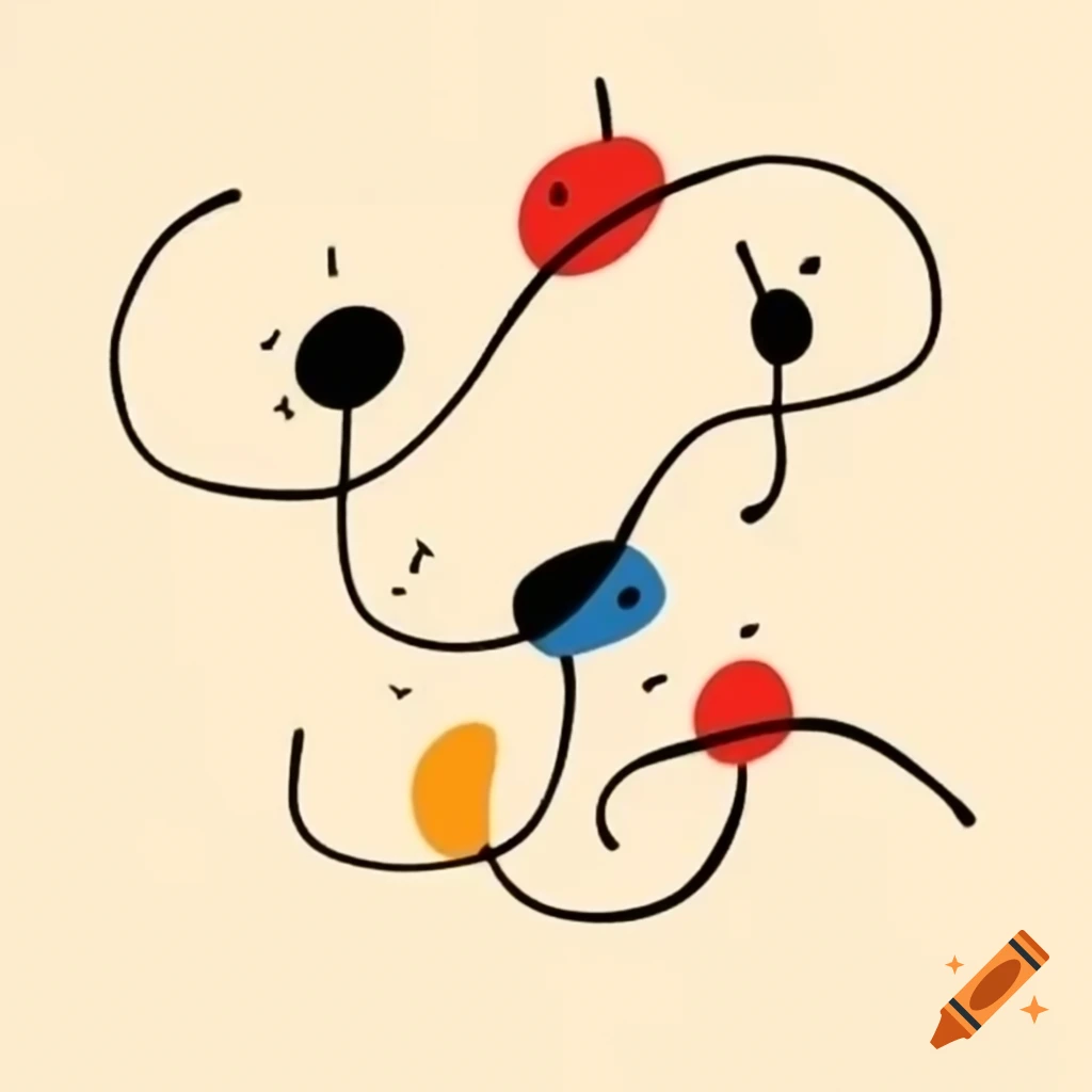 Three-ring circus artwork in Miro style