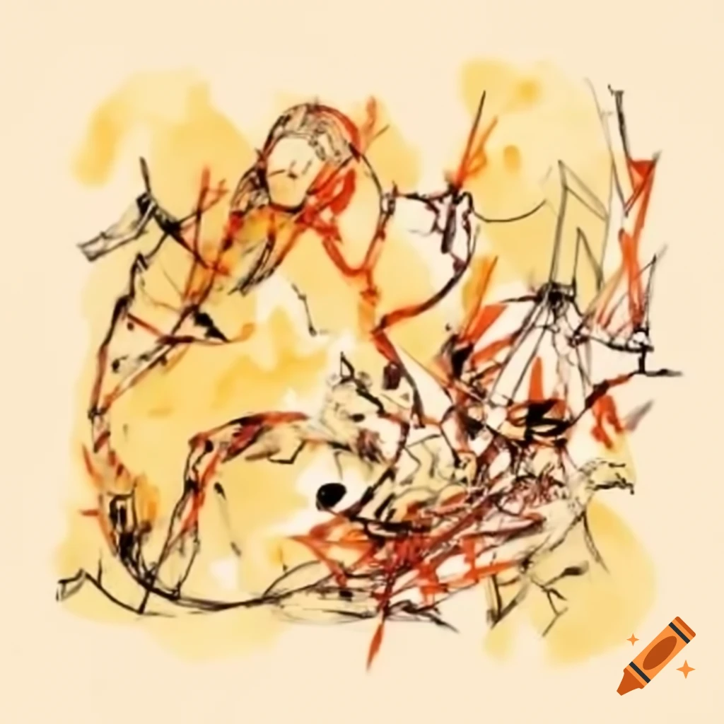 Contemporary abstract art inspired by glacier sunset with flame and flying condor