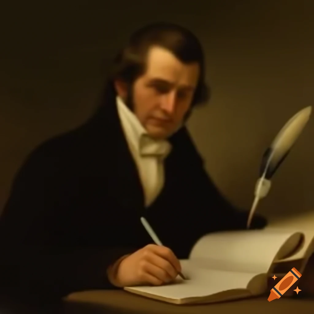 Man writing with a quill pen