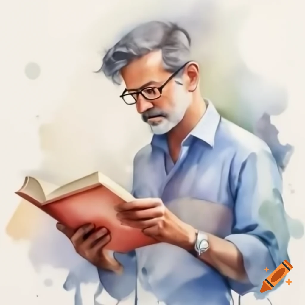 Man engaged in reading a book