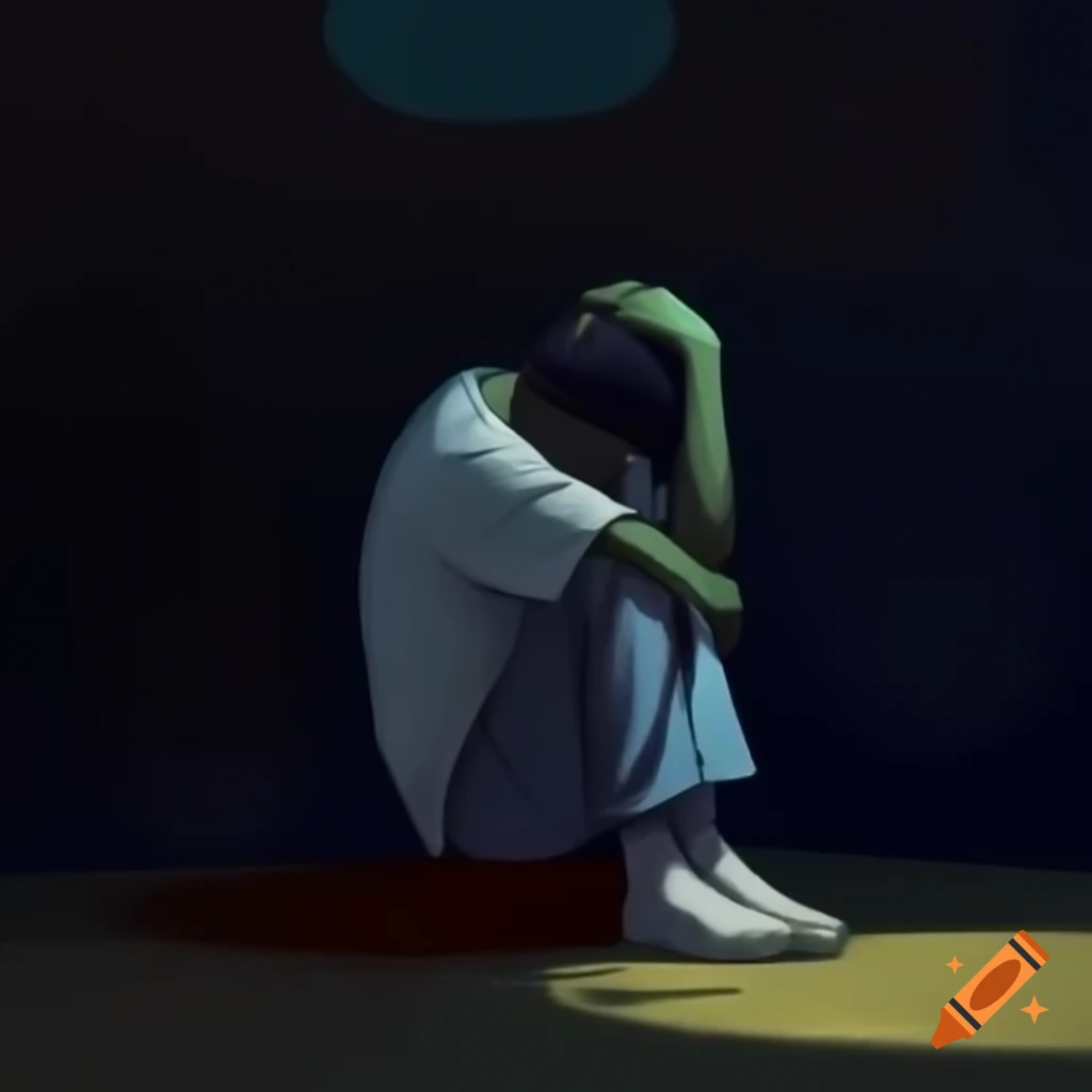 Man sitting by the lake in poster art style
