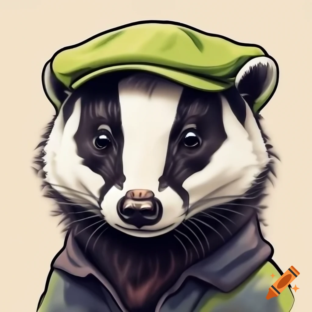 Pop art of a grouchy badger in a flat cap