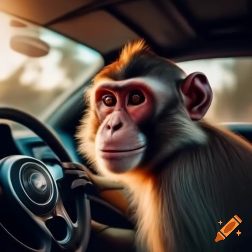 Monkey driving an Evo car