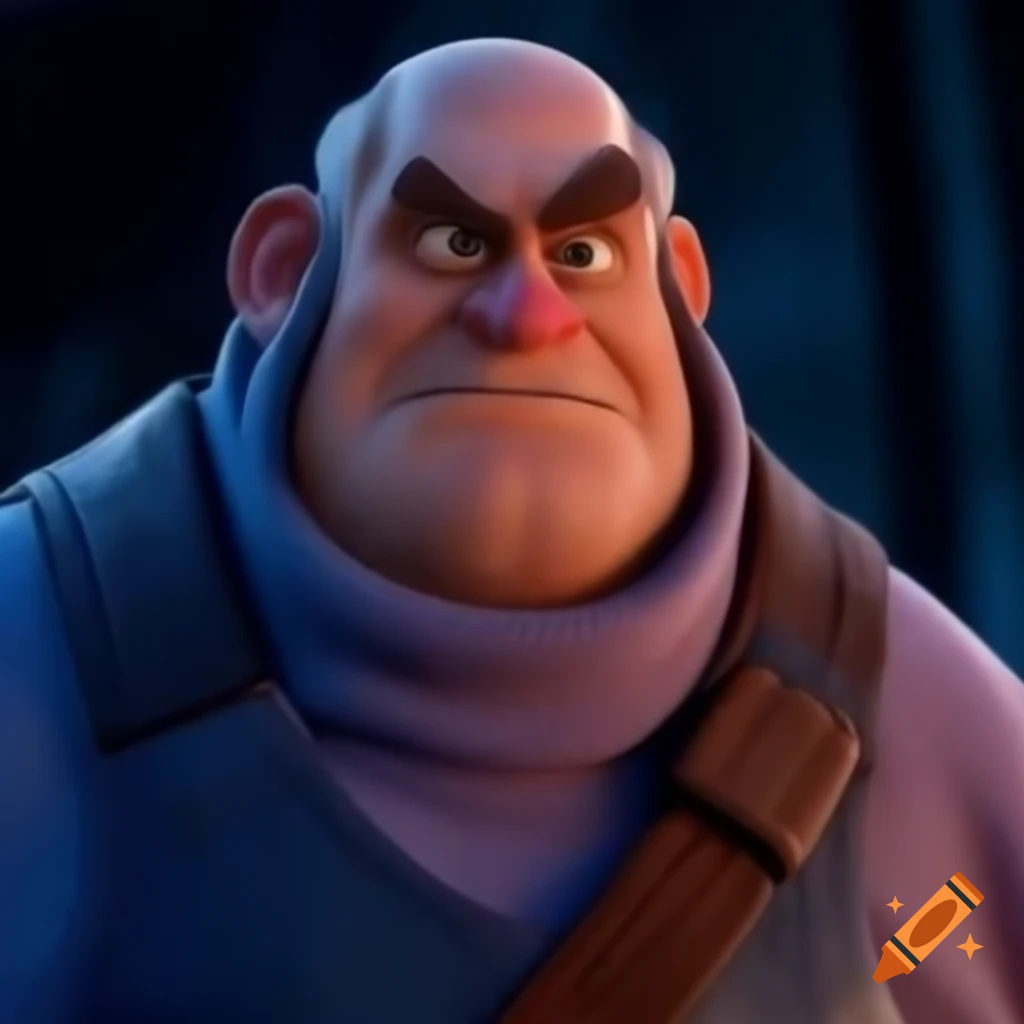 Angry middle-aged man in Pixar style animation