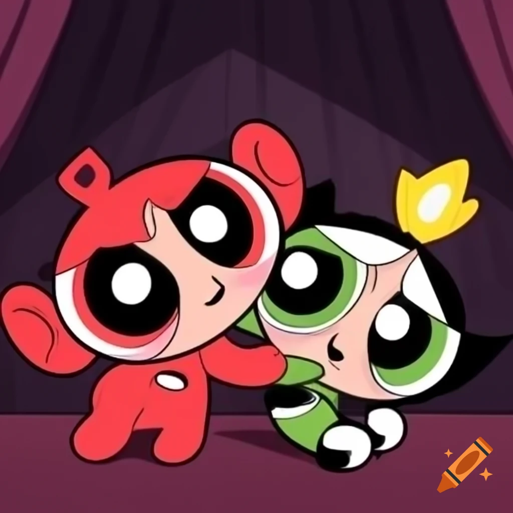 Cartoon scene featuring Queen Vampire Alien Adelline and Tinky Winky Teletubby