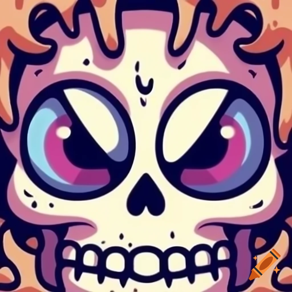 Artistic cartoon drawing of a skull