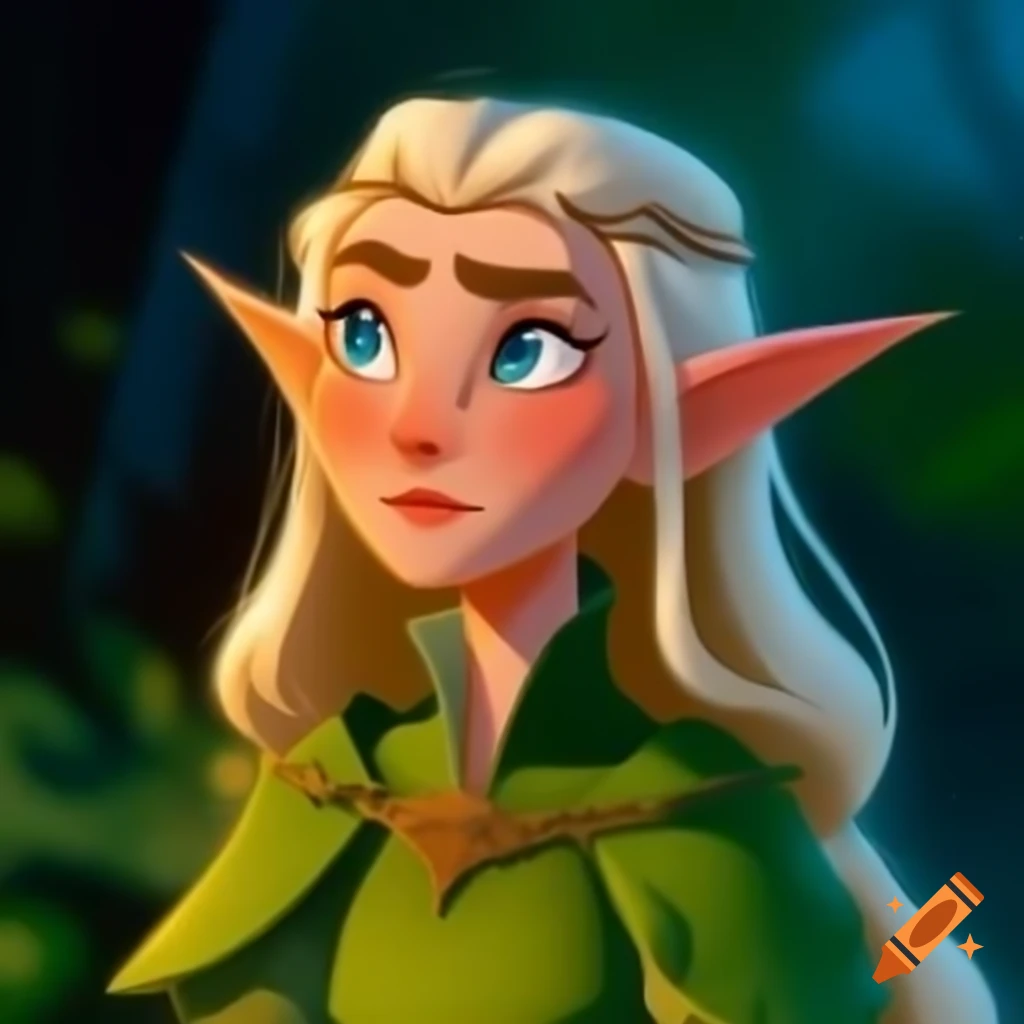 Fantasy elf character depicted as a real actor in a cartoon style
