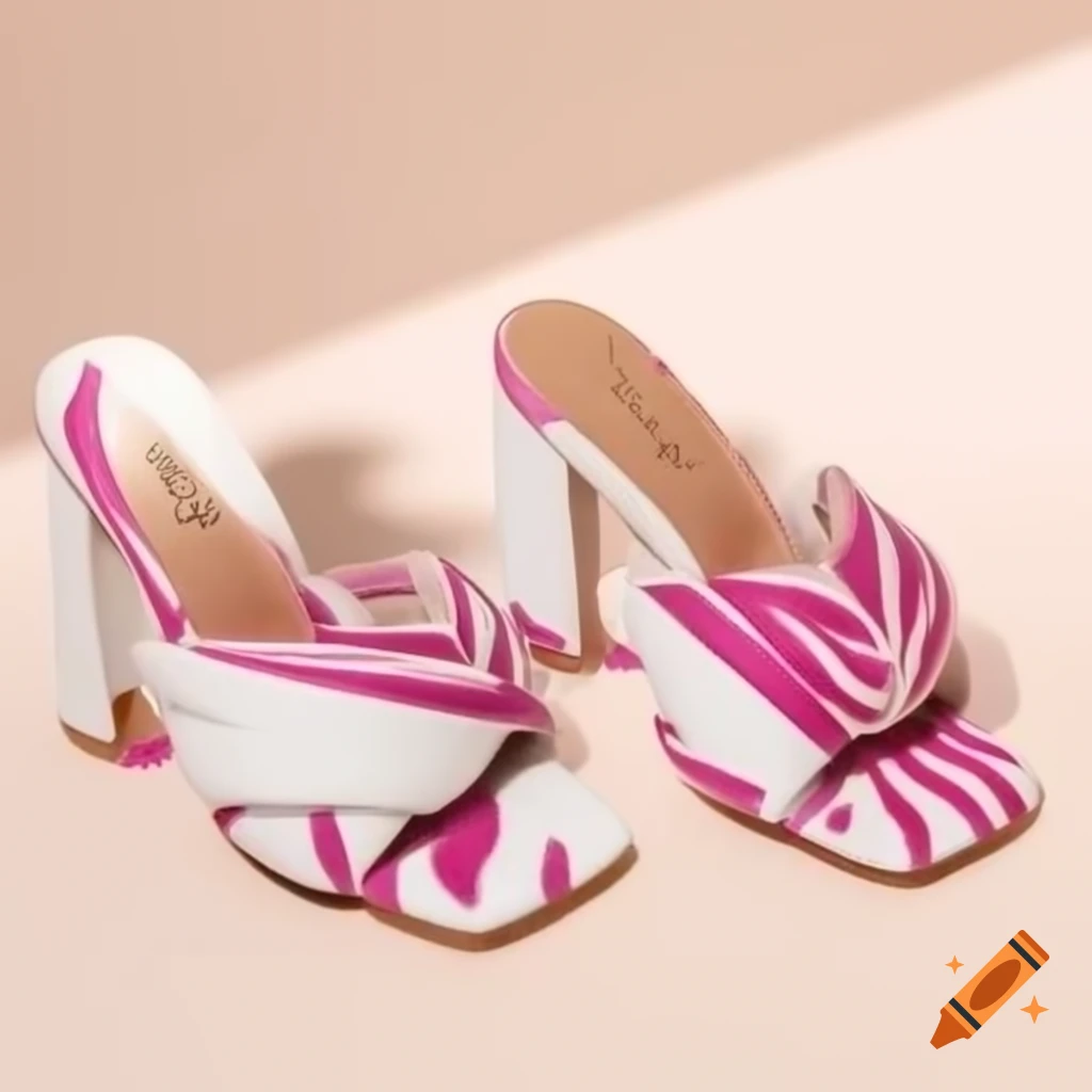 Stylish women's sandals in white, pink, and zebra skin showcasing beauty and elegance