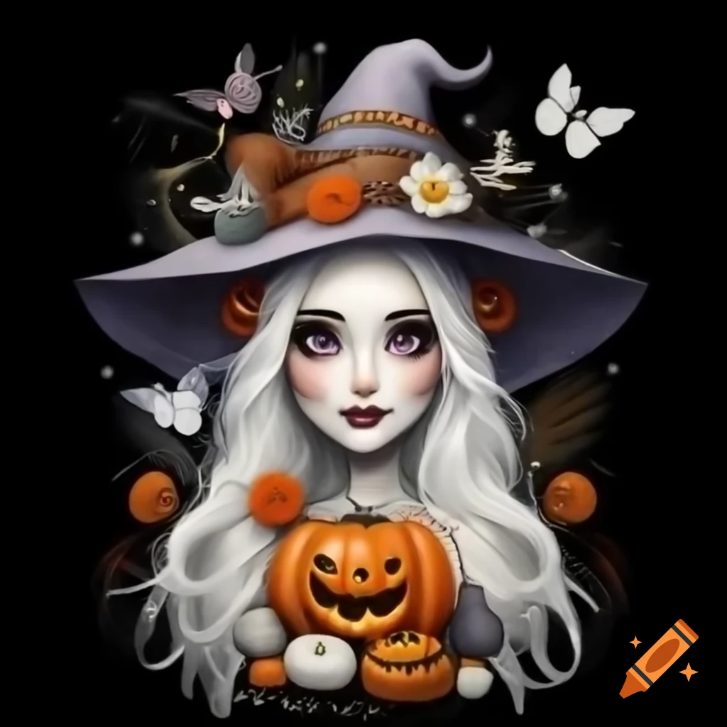 Portrait of modern witch with flowers and butterflies on black background