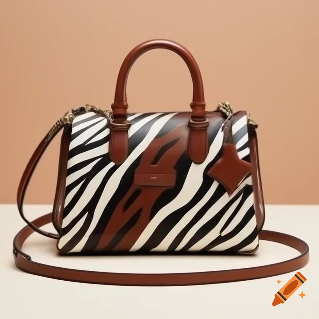 Distinctive women's handbag made of zebra leather
