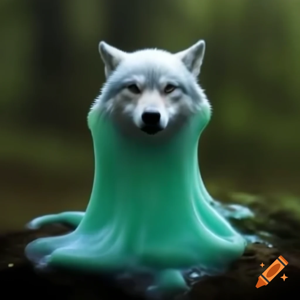 Cute white anime fox with blue eyes on craiyon