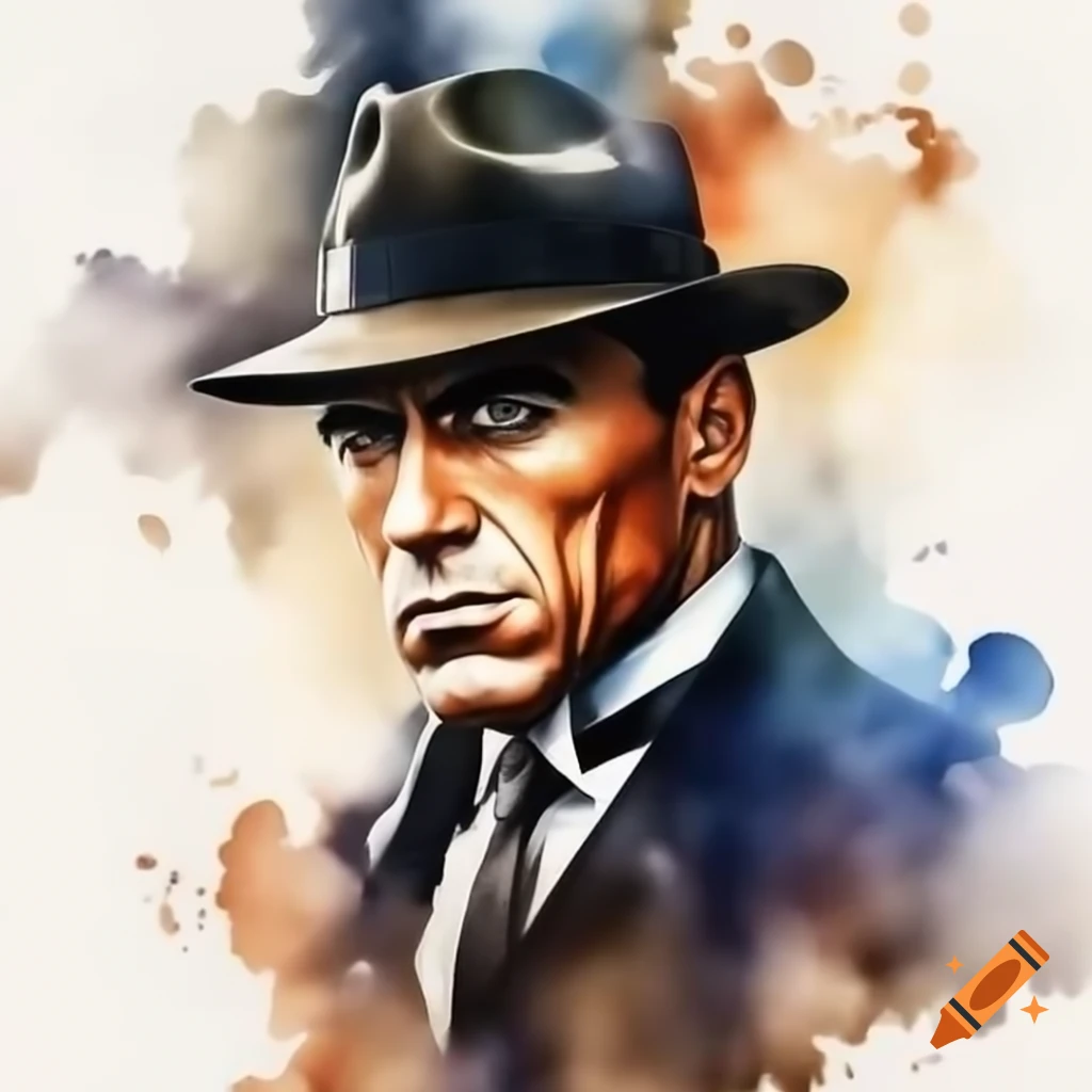 Silhouette of a gangster in a dramatic pose