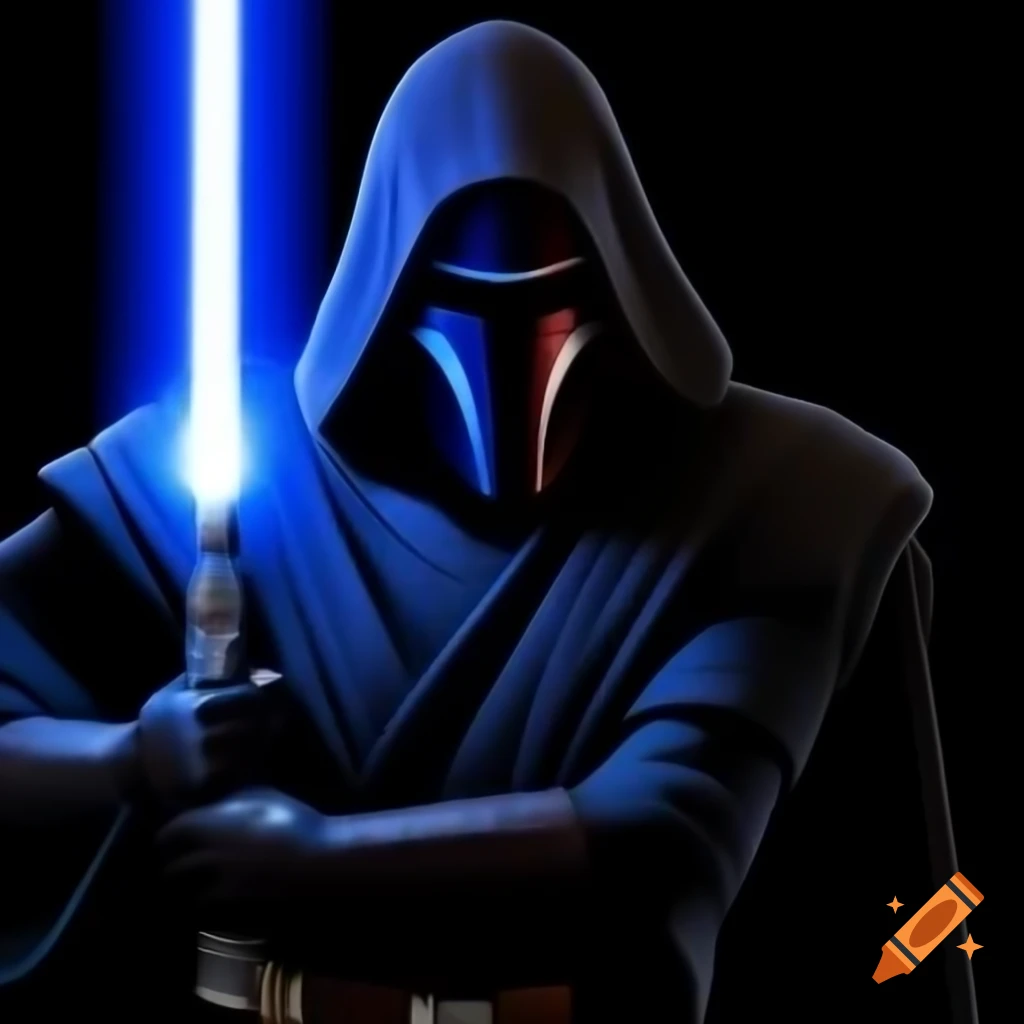 Jedi knight wielding blue lightsaber